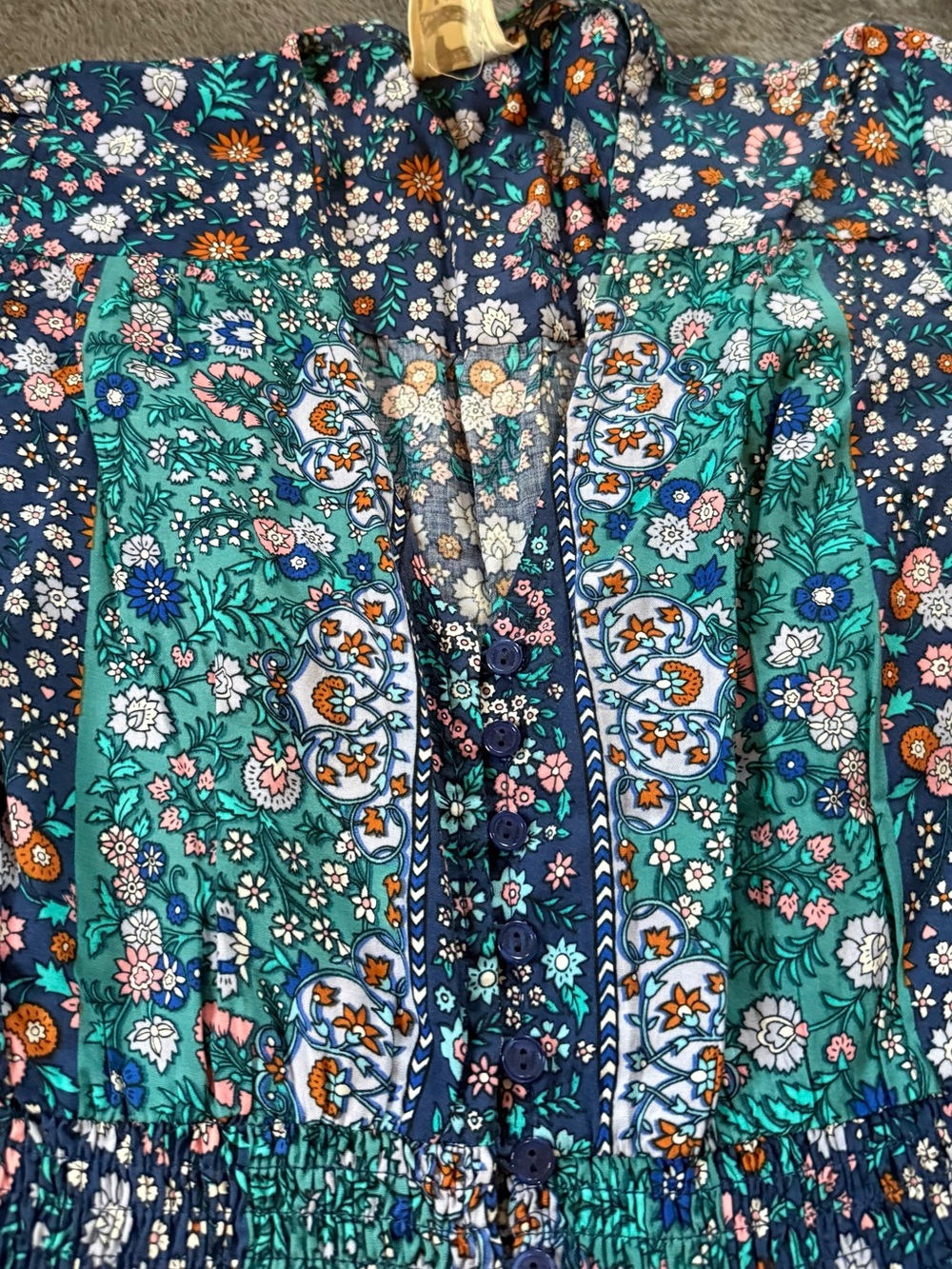 Jaase Teal & Navy Floral Boho Maxi Dress - Picture 7 of 16